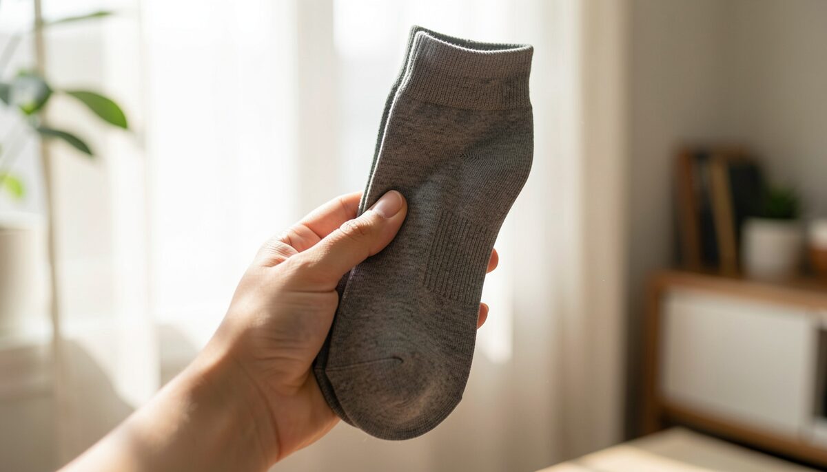 Eine Socke mit nahtlosem Zehenbereich, die im Alltag für mehr Komfort sorgt.